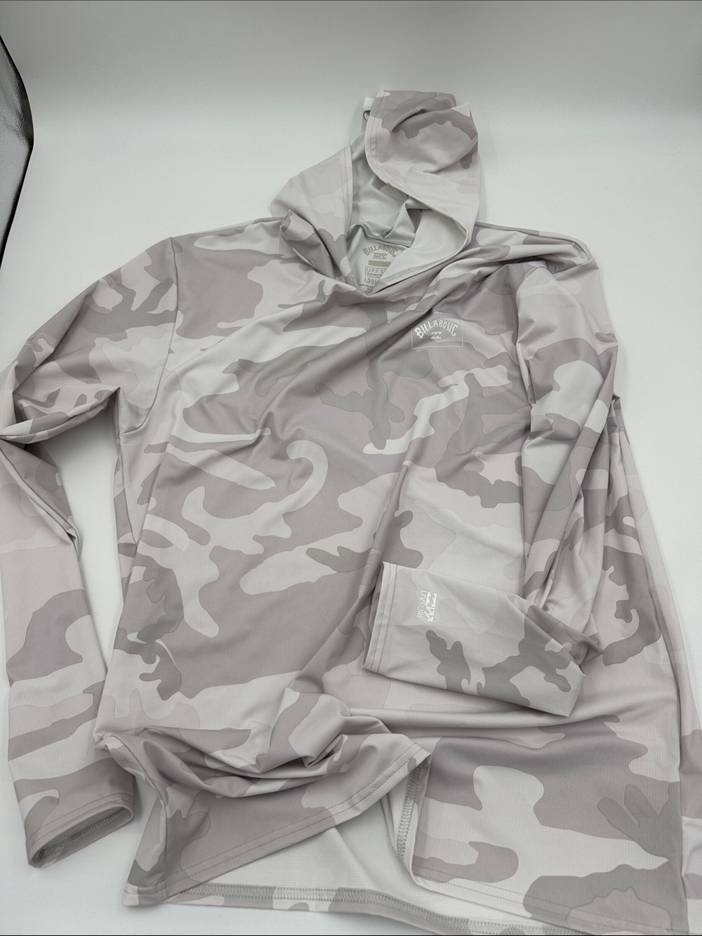 Billabong Gray & White Camo Hooded Sun Shirt